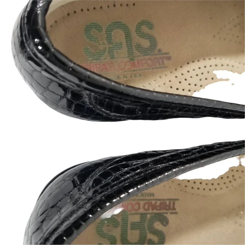 Sas Simplify Women's Black Croc Print Patent Leather Moccasin Flats Loaf… - Picture 9 of 10
